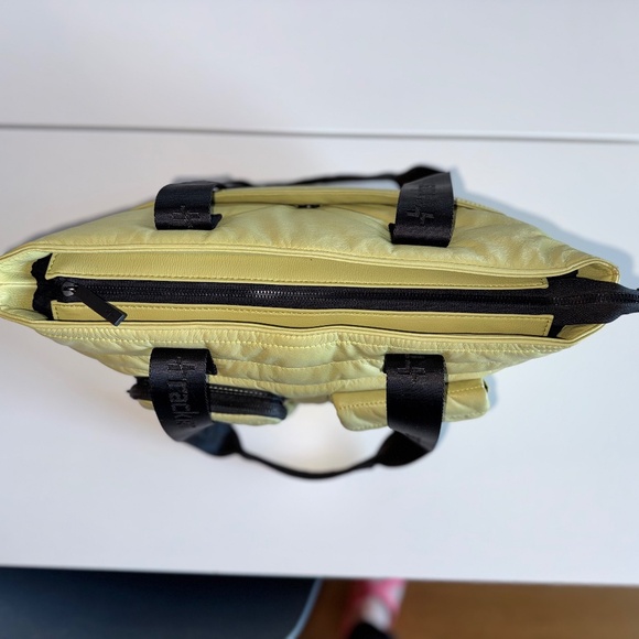 Tracker Quilted Tote Bag, Airline Personal Item, RFID inside pocket, Chartreuse - Picture 5 of 11